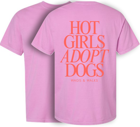Hot Girls Adopt Dogs Tee - Rose Pink & Red