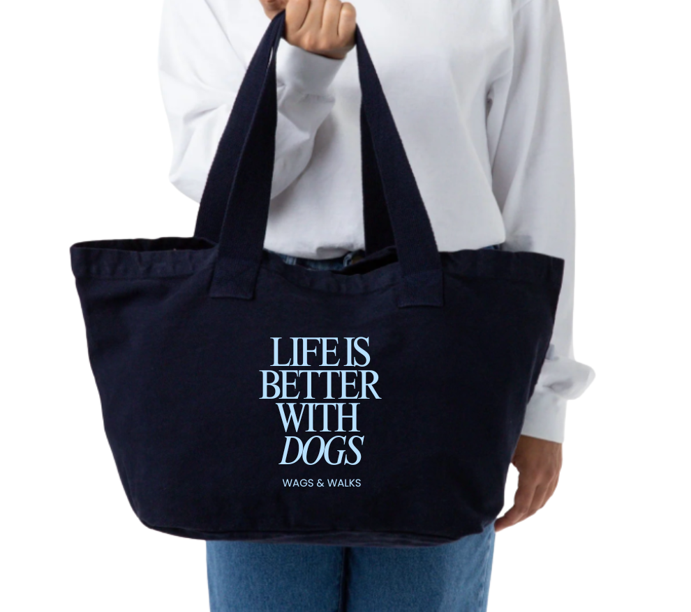 Life is Better with Dogs Tote in Navy