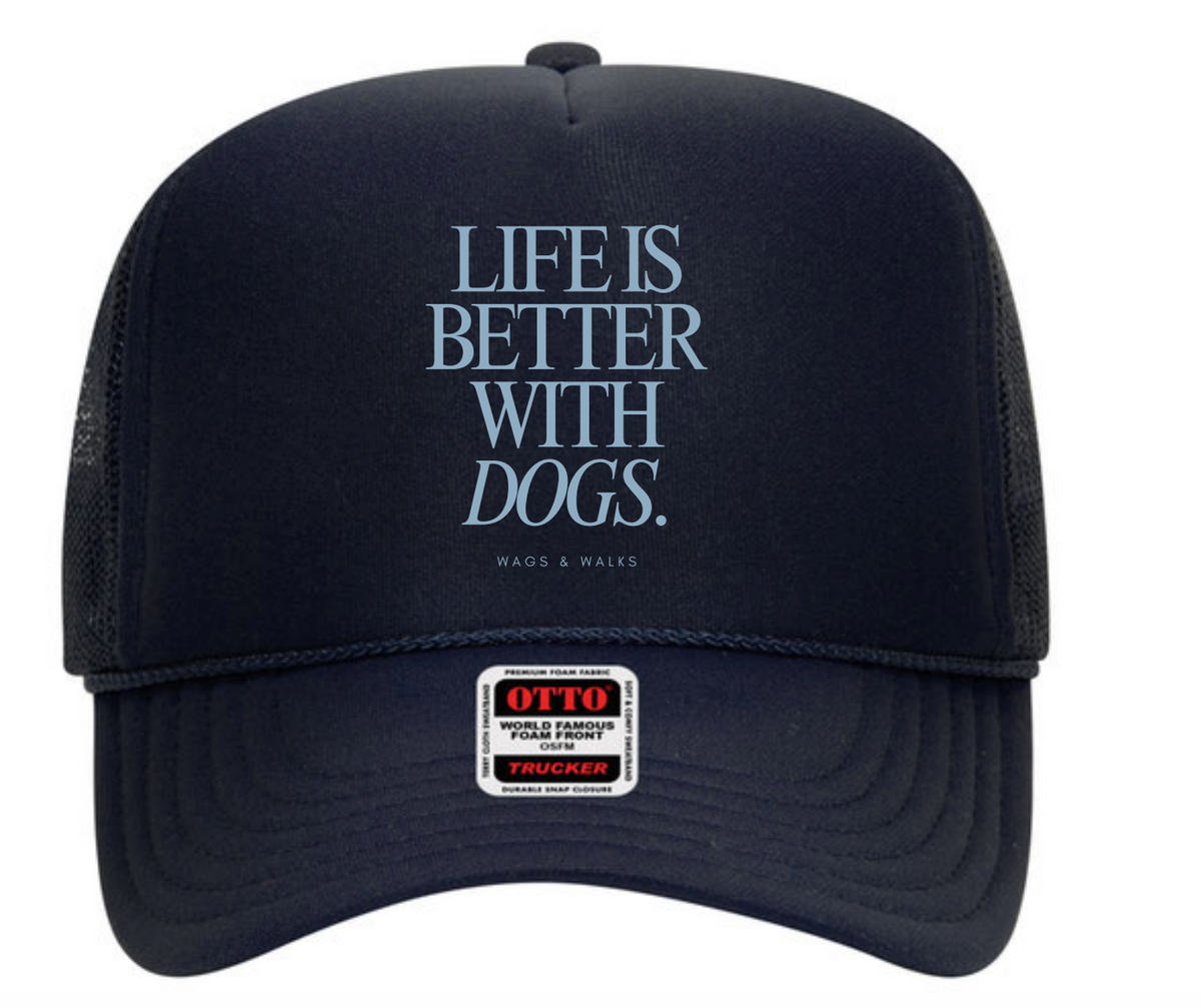 Life is Better with Dogs Trucker Hat in Blue