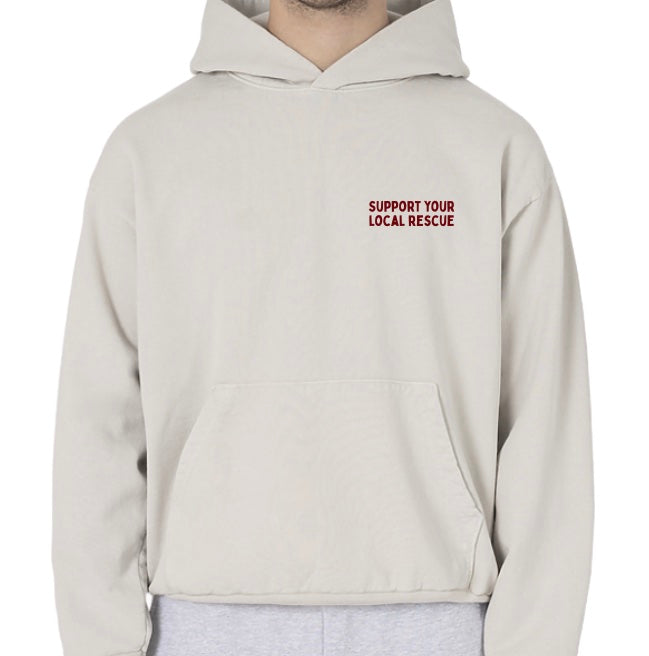 Support Your Local Rescue Embroidered Hoodie in Red