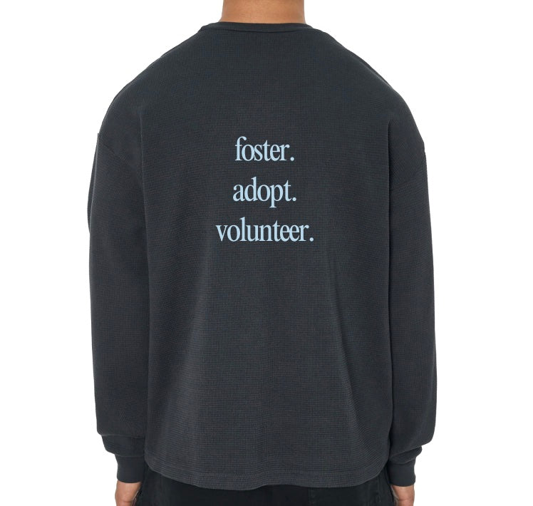 The Dogs Need You Long Sleeve Thermal in Navy + Blue
