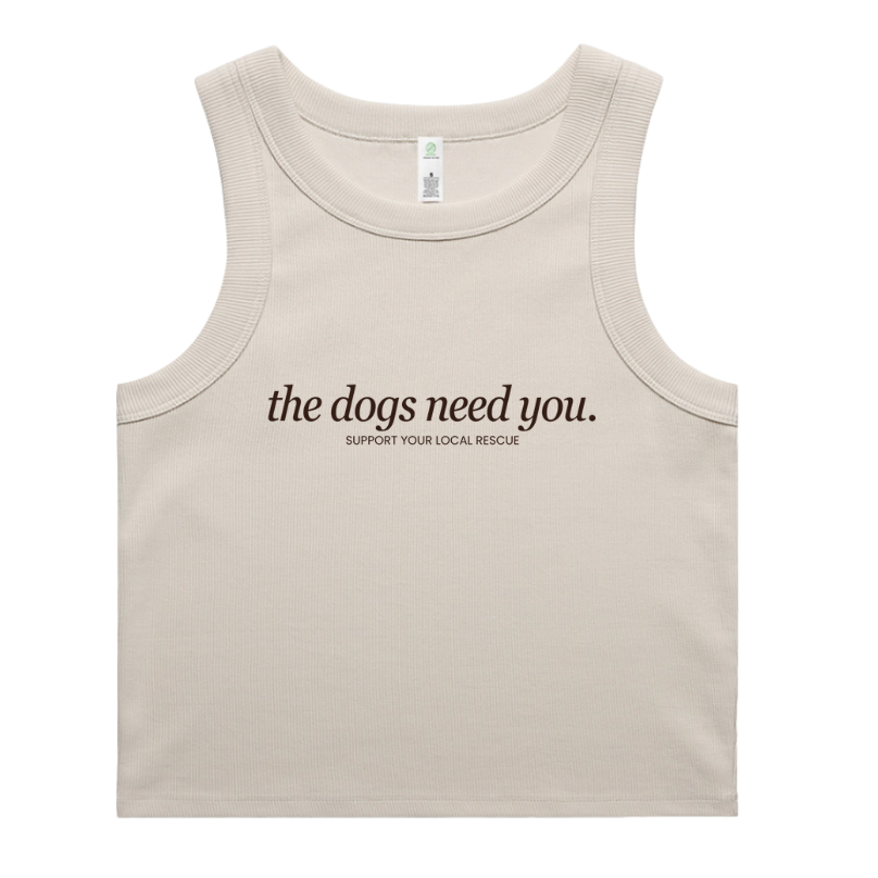The Dogs Need You Cream Crop Tank