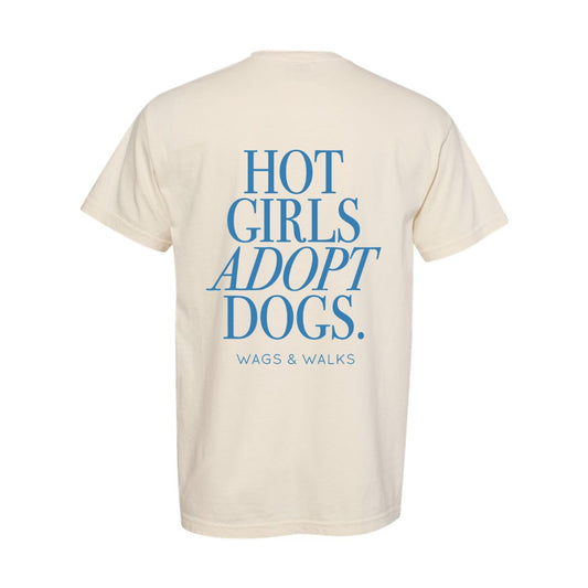 Hot Girls Adopt Dogs Tee - Ivory & Blue