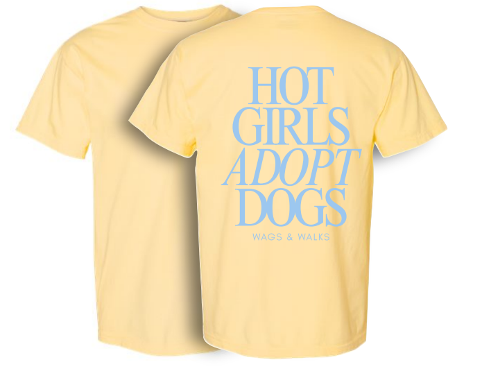 Hot Girls Adopt Dogs Tee - Butter Yellow & Baby Blue