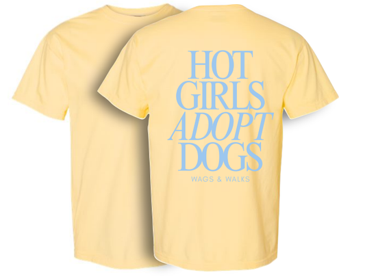 Hot Girls Adopt Dogs Tee - Butter Yellow & Baby Blue