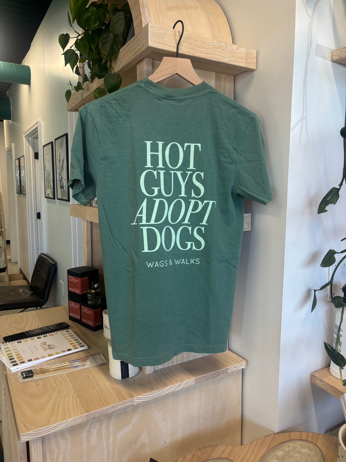 Hot Guys Adopt Dogs Tee - GREEN