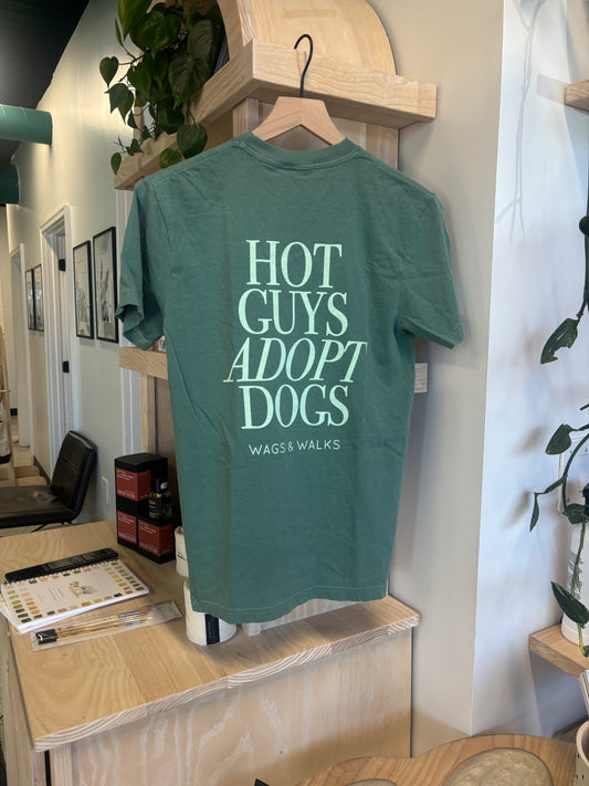 Hot Guys Adopt Dogs Tee - GREEN
