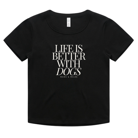 Life is Better with Dogs Black Baby Tee