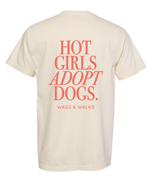 Hot Girls Adopt Dogs Tee - Ivory and Orange