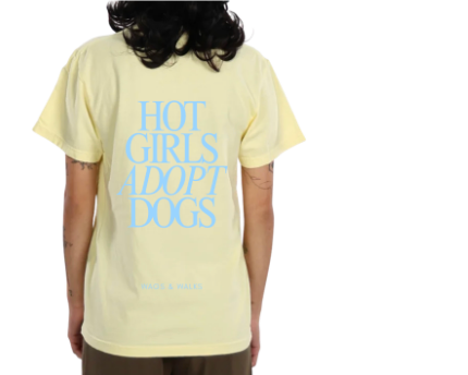 Hot Girls Adopt Dogs Tee - Butter Yellow & Baby Blue