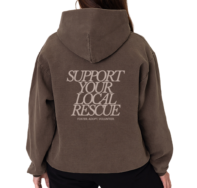 Support Your Local Rescue Hoodie in Chocolate Brown