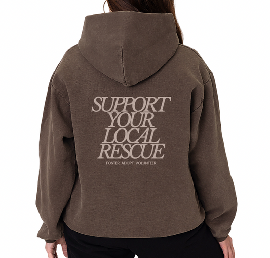 Support Your Local Rescue Hoodie in Chocolate Brown